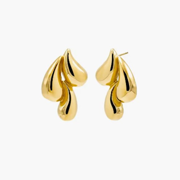 NEW~ Anthropologie Adina Eden Solid Triple Puffy Teardrop Stud Earrings - Picture 9 of 9